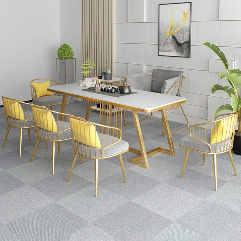 Metal Windsor Back Arm Chairs Upholstered Dining Chairs in Grey