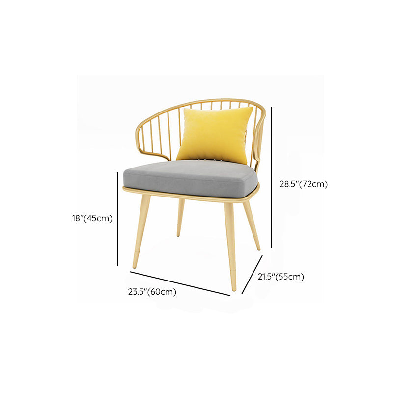 Metal Windsor Back Arm Chairs Upholstered Dining Chairs in Grey