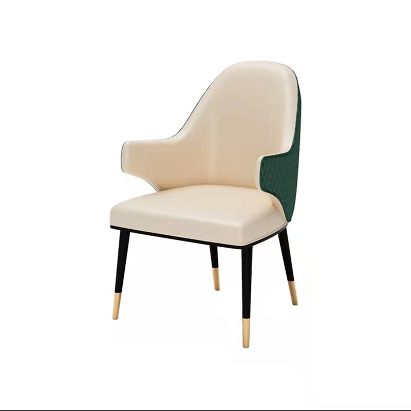 Glam Upholstered Dining Arm Chair Faux Leather Kitchen Dining Chair