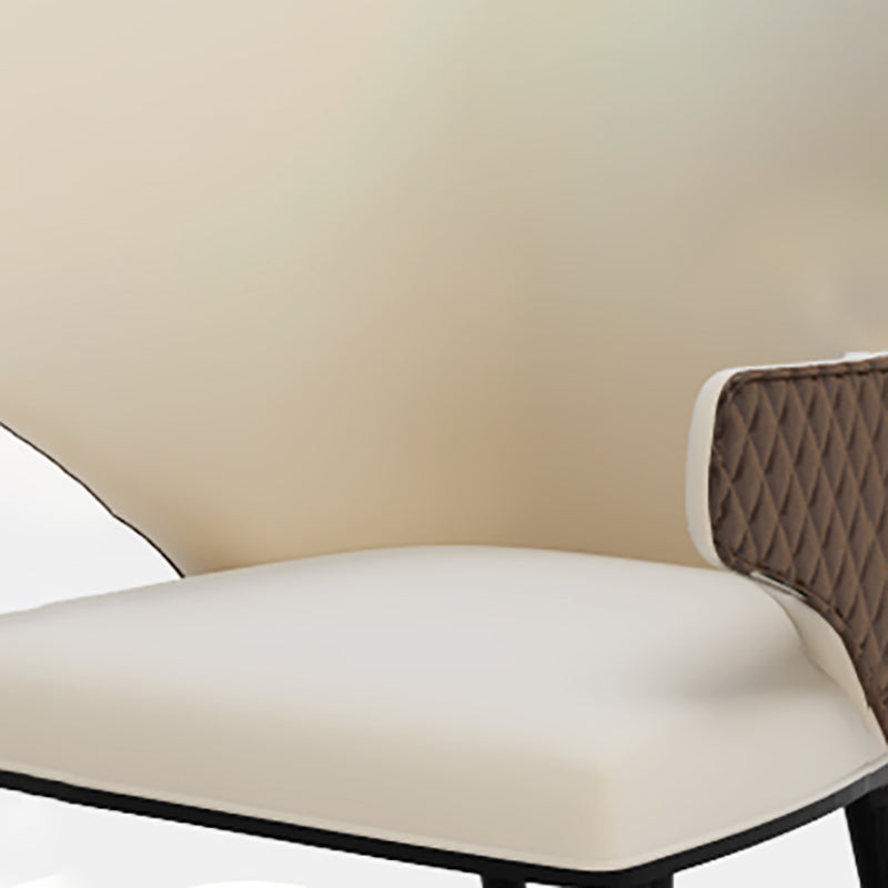 Glam Upholstered Dining Arm Chair Faux Leather Kitchen Dining Chair