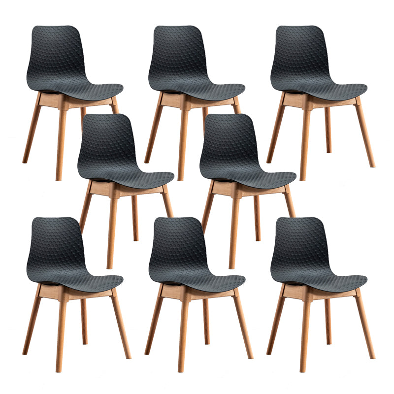 Nordic Style Plastic Chairs Armless Side Chairs with Wooden Legs for Kitchen