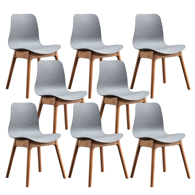 Nordic Style Plastic Chairs Armless Side Chairs with Wooden Legs for Kitchen