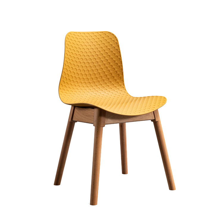 Nordic Style Plastic Chairs Armless Side Chairs with Wooden Legs for Kitchen