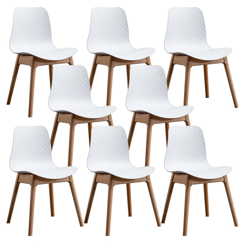 Nordic Style Plastic Chairs Armless Side Chairs with Wooden Legs for Kitchen