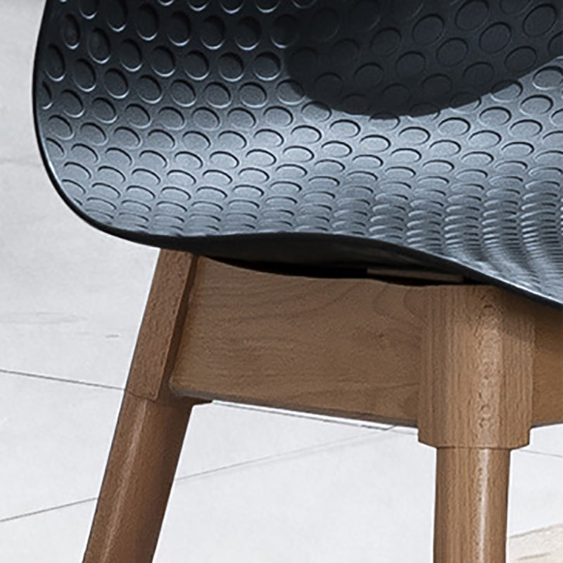 Nordic Style Plastic Chairs Armless Side Chairs with Wooden Legs for Kitchen