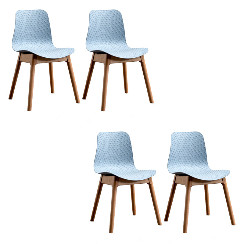 Nordic Style Plastic Chairs Armless Side Chairs with Wooden Legs for Kitchen