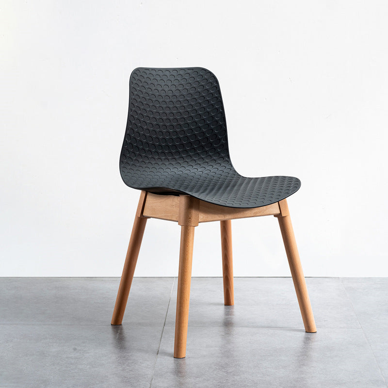 Nordic Style Plastic Chairs Armless Side Chairs with Wooden Legs for Kitchen