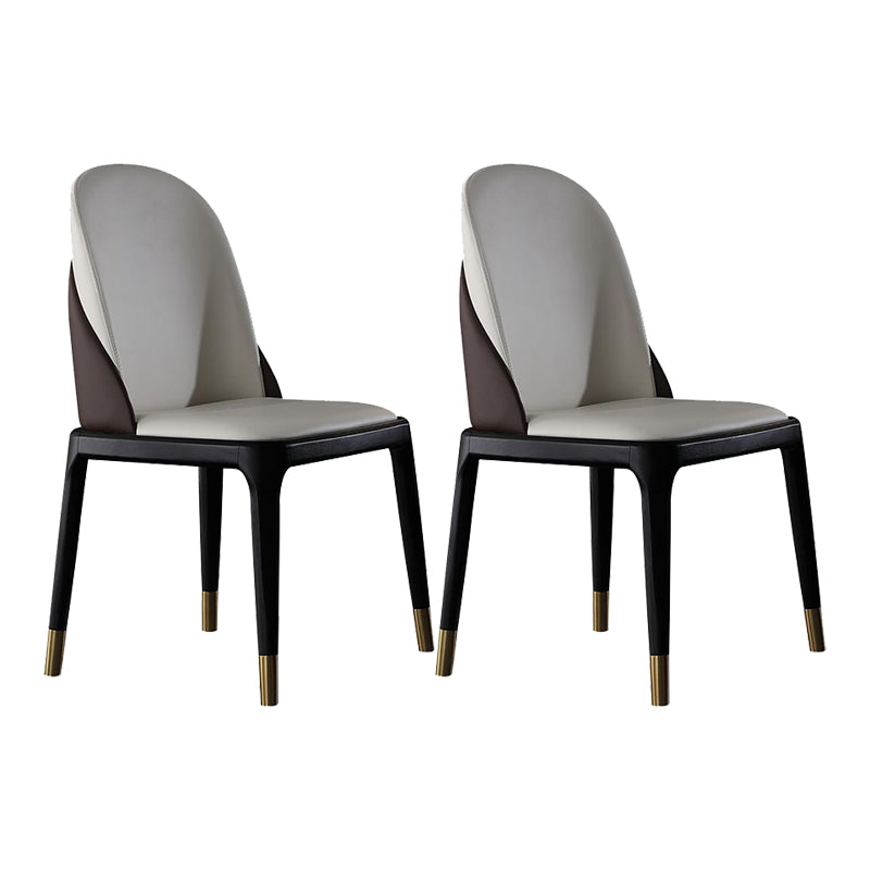 Glam Style Leather Side Chair Wooden Frame Indoor Dining Chair