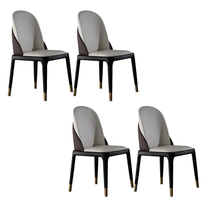 Glam Style Leather Side Chair Wooden Frame Indoor Dining Chair