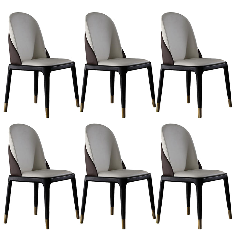 Glam Style Leather Side Chair Wooden Frame Indoor Dining Chair