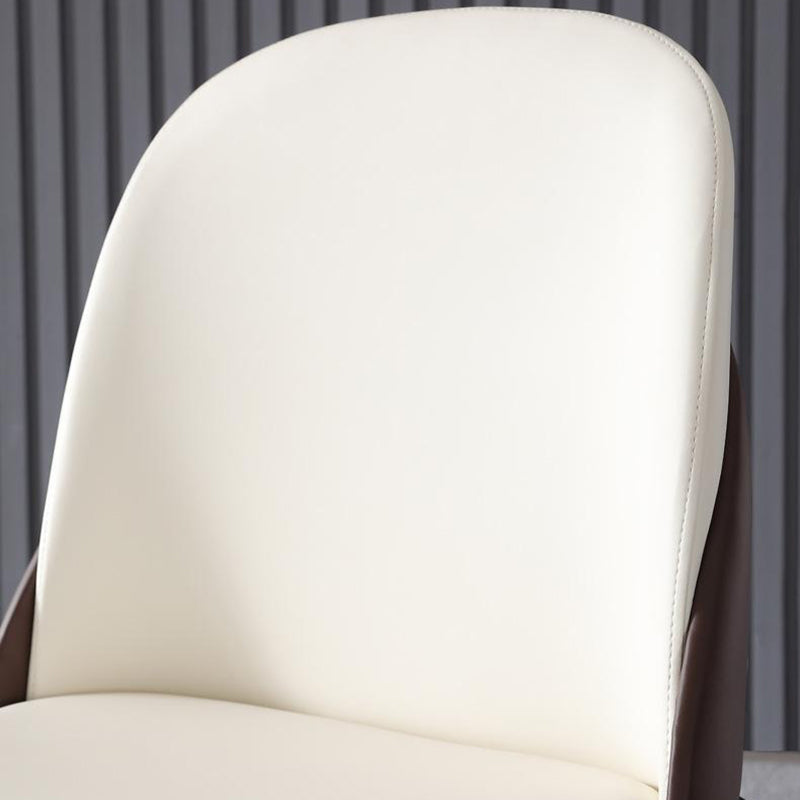 Glam Style Leather Side Chair Wooden Frame Indoor Dining Chair