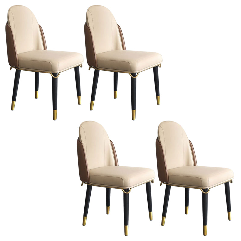 Glam Style Parsons Side Chair Leather Indoor Dining Chair with Wooden Legs