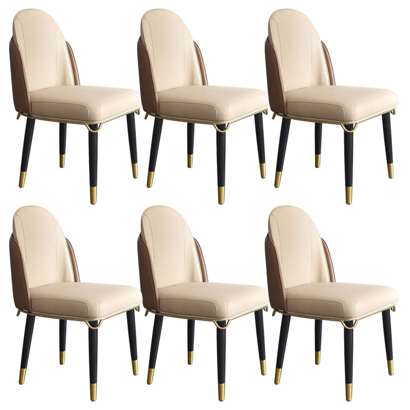 Glam Style Parsons Side Chair Leather Indoor Dining Chair with Wooden Legs