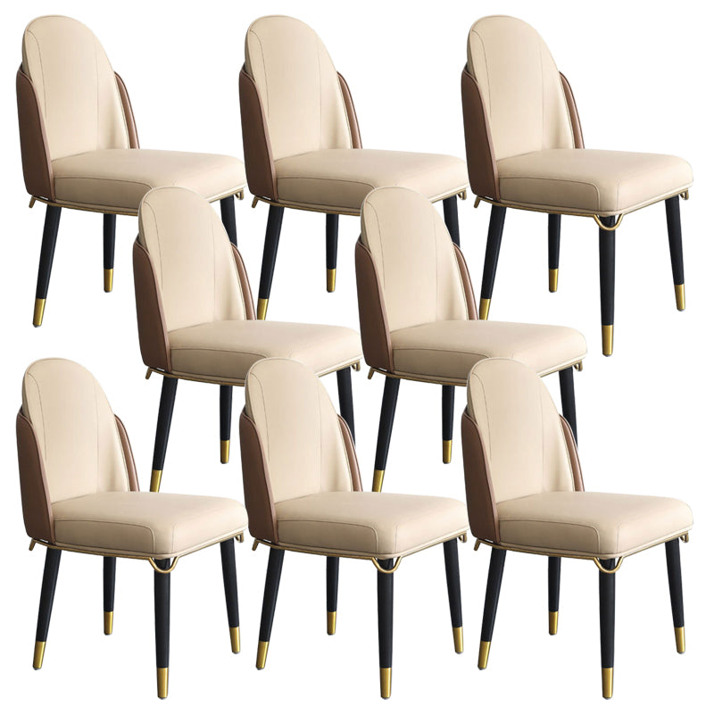 Glam Style Parsons Side Chair Leather Indoor Dining Chair with Wooden Legs