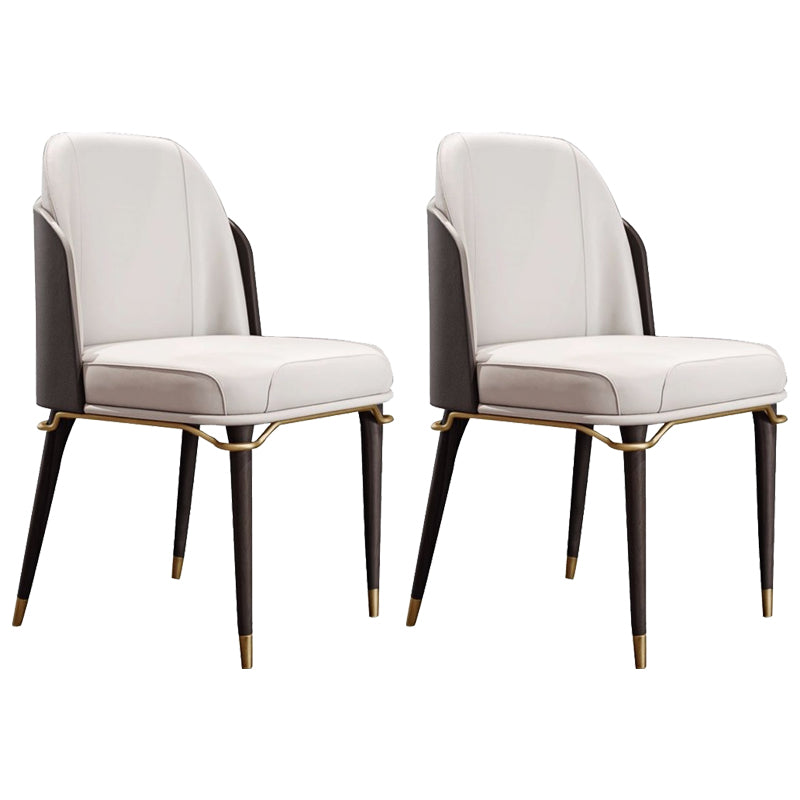 Glam Style Parsons Side Chair Leather Indoor Dining Chair with Wooden Legs