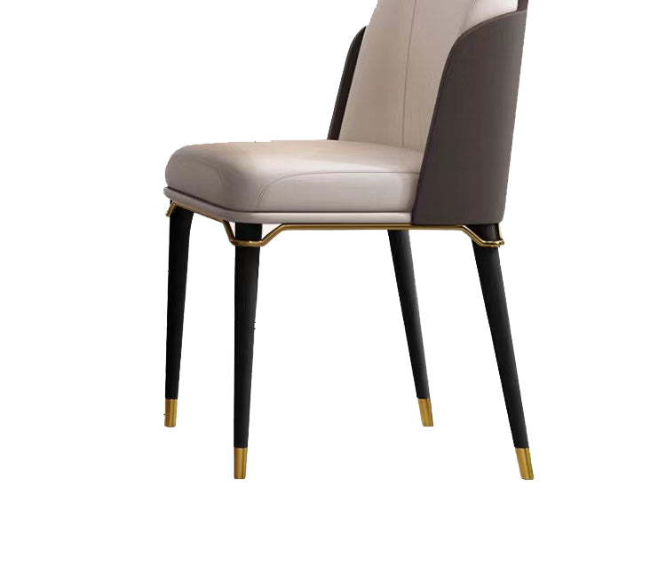 Glam Style Parsons Side Chair Leather Indoor Dining Chair with Wooden Legs