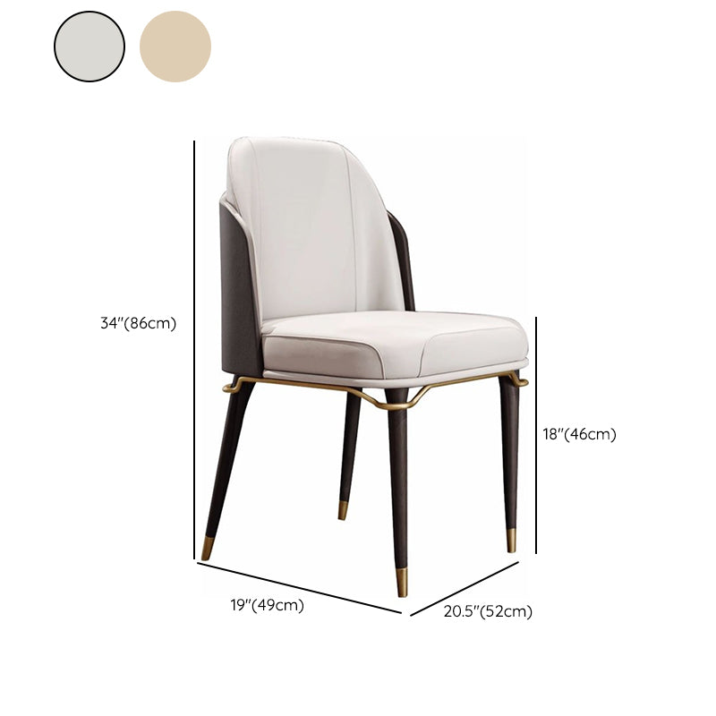 Glam Style Parsons Side Chair Leather Indoor Dining Chair with Wooden Legs