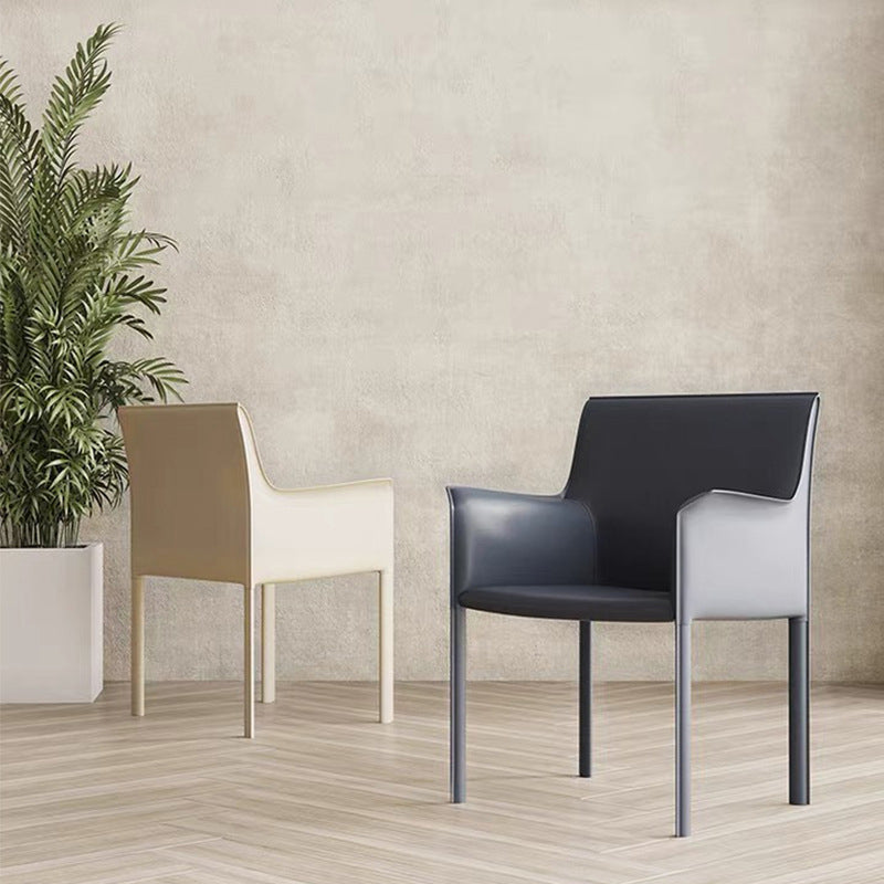 Modern Style Arm Chair Leather Solid Back Dining Chair for Home Use