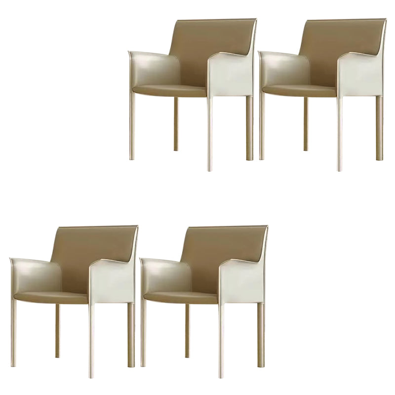 Modern Style Arm Chair Leather Solid Back Dining Chair for Home Use