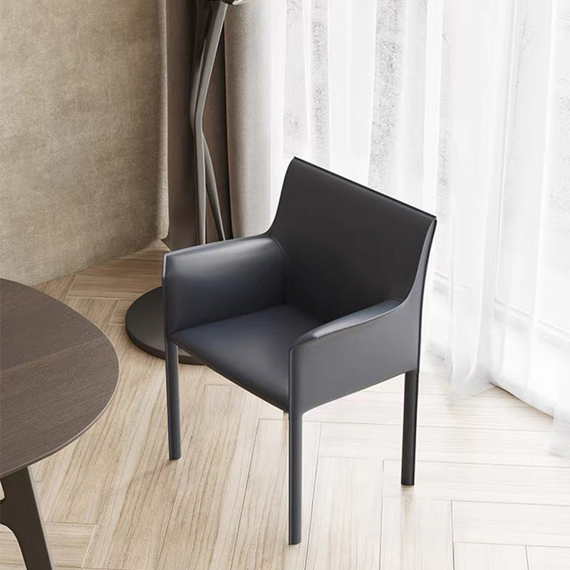 Modern Style Arm Chair Leather Solid Back Dining Chair for Home Use