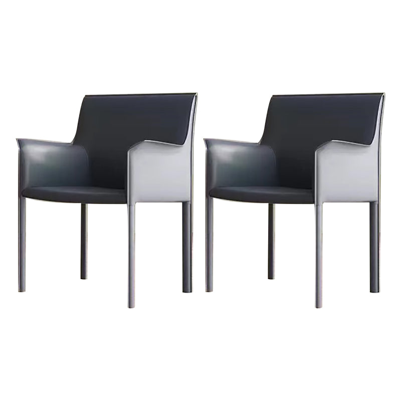 Modern Style Arm Chair Leather Solid Back Dining Chair for Home Use