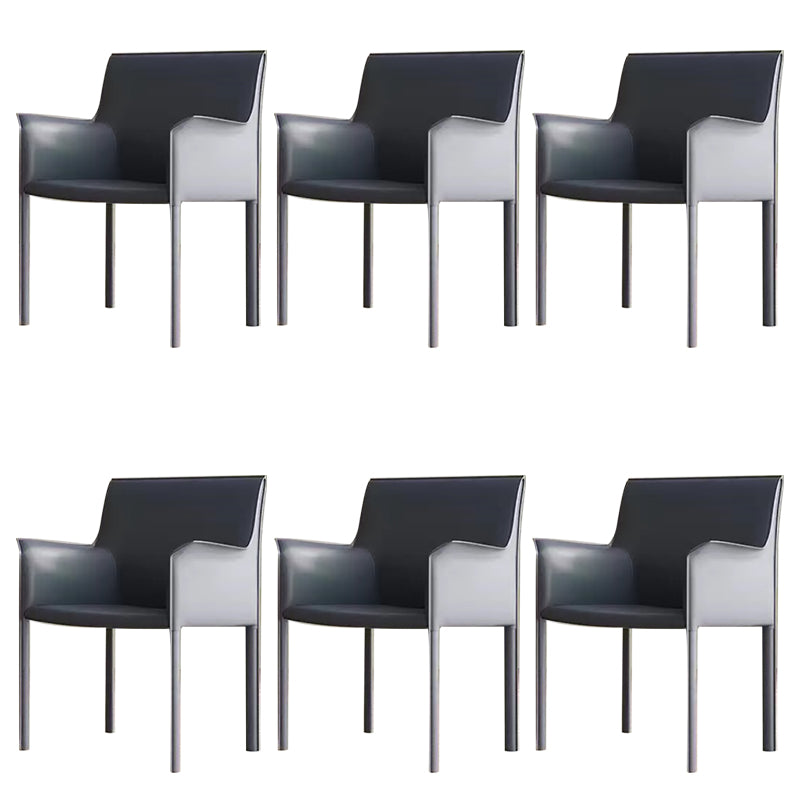 Modern Style Arm Chair Leather Solid Back Dining Chair for Home Use