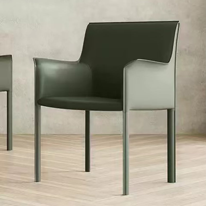 Modern Style Arm Chair Leather Solid Back Dining Chair for Home Use