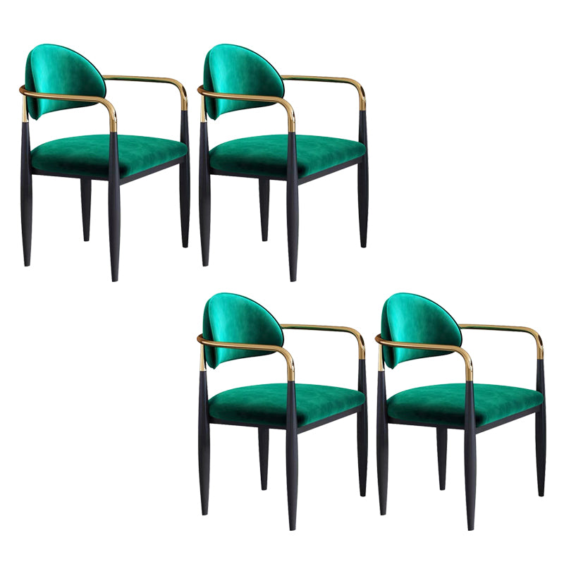 Glam Style Arm Chair Velvet Open Back Dining Chair for Home Use