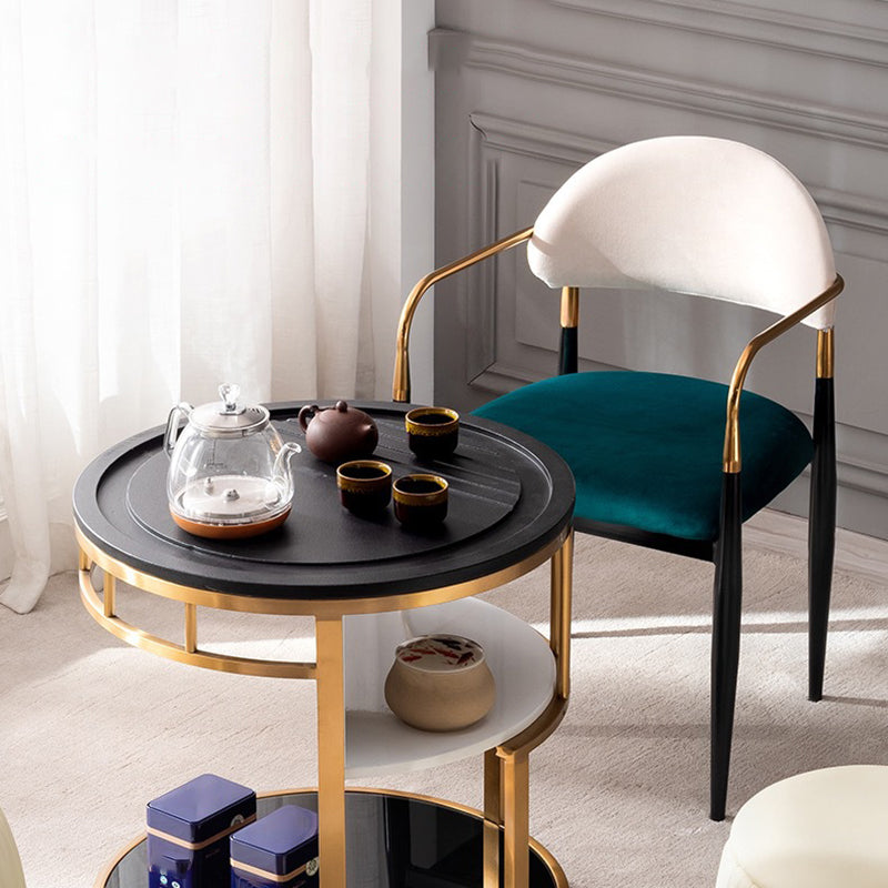 Glam Style Arm Chair Velvet Open Back Dining Chair for Home Use