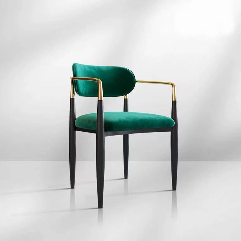 Glam Style Arm Chair Velvet Open Back Dining Chair for Home Use