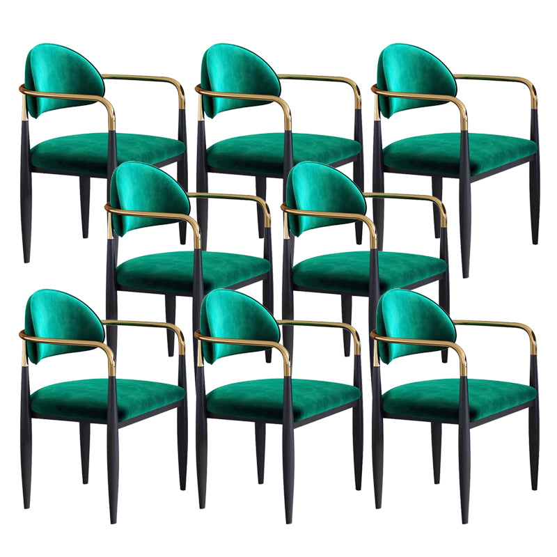 Glam Style Arm Chair Velvet Open Back Dining Chair for Home Use