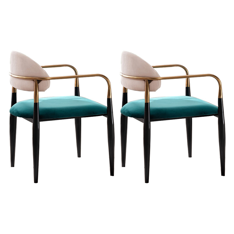 Glam Style Arm Chair Velvet Open Back Dining Chair for Home Use
