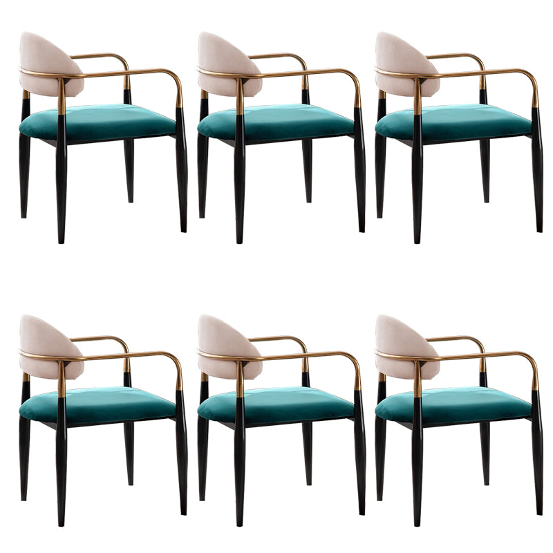 Glam Style Arm Chair Velvet Open Back Dining Chair for Home Use