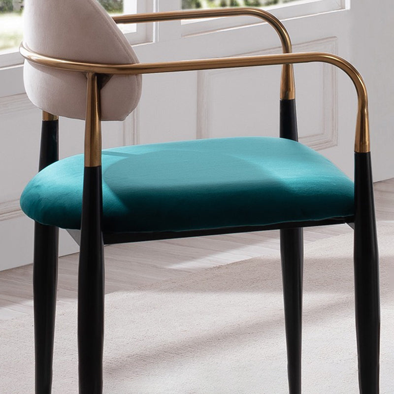 Glam Style Arm Chair Velvet Open Back Dining Chair for Home Use
