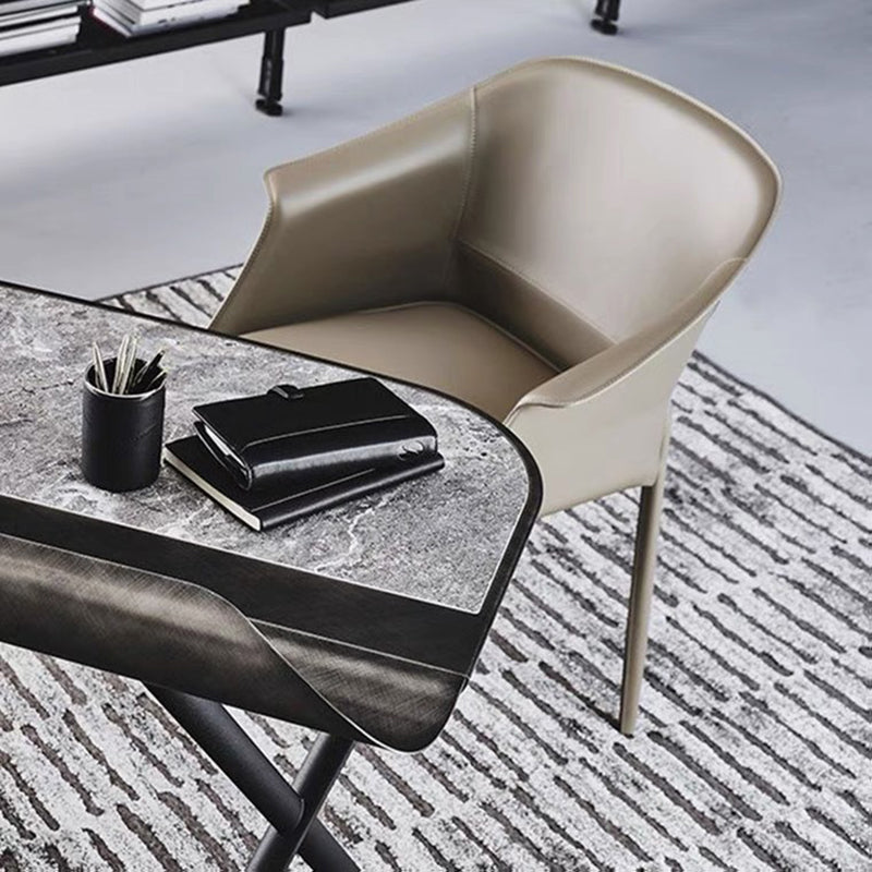 Modern Style Arm Chair Leather Indoor Dining Chair for Home Use