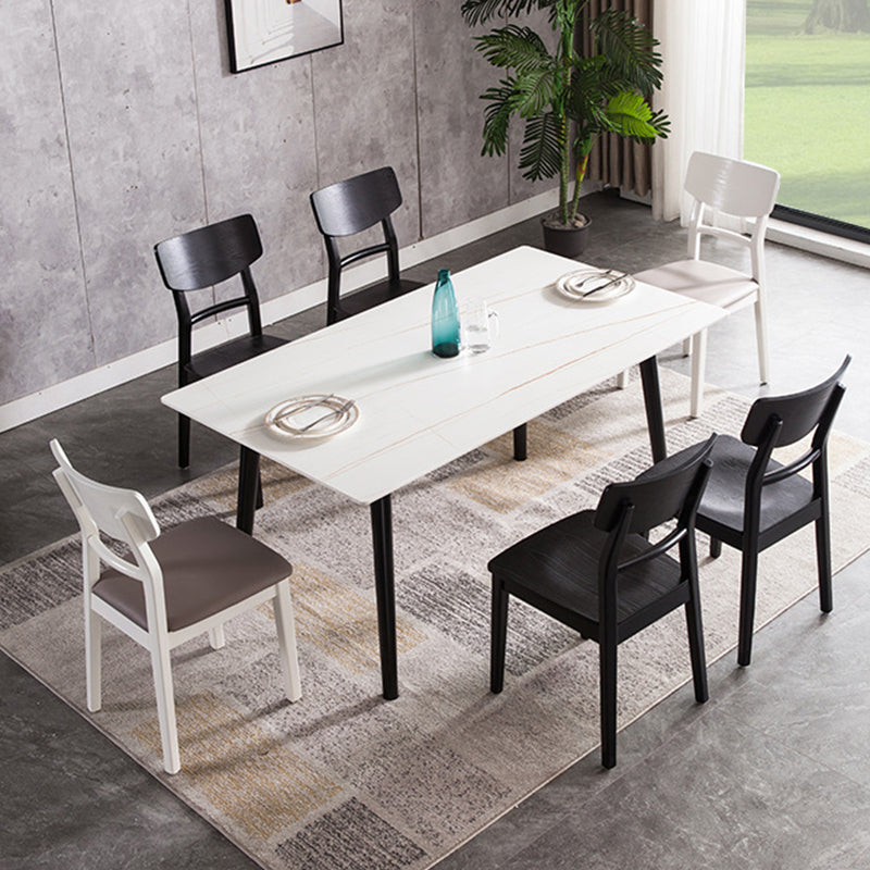 Black Modern Side Chair Solid Wood Dining Chair for Living Room