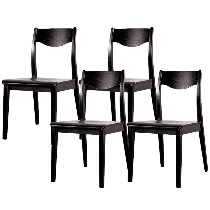 Solid Wood Side Chair Modern Black Indoor Dining Chair for Living Room