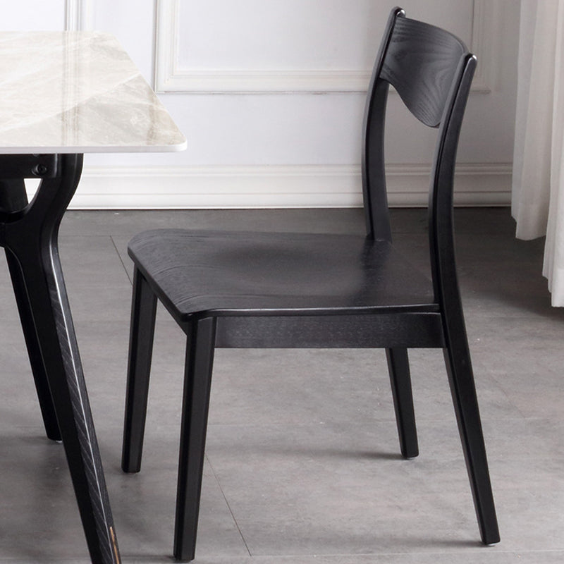 Solid Wood Side Chair Modern Black Indoor Dining Chair for Living Room