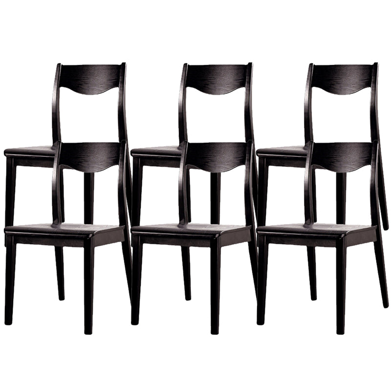 Solid Wood Side Chair Modern Black Indoor Dining Chair for Living Room