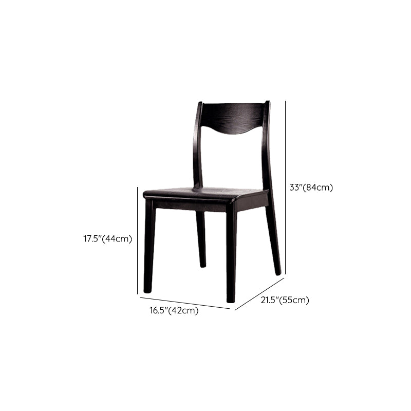 Solid Wood Side Chair Modern Black Indoor Dining Chair for Living Room