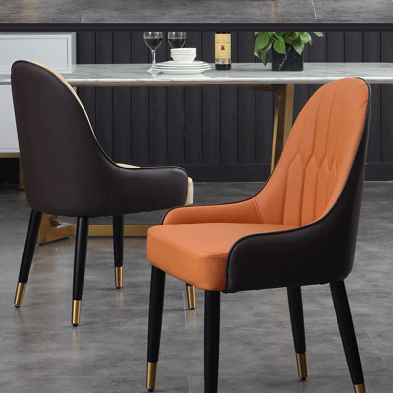 Glam Parsons Side Chair PU Leather Indoor Dining Chair for Living Room