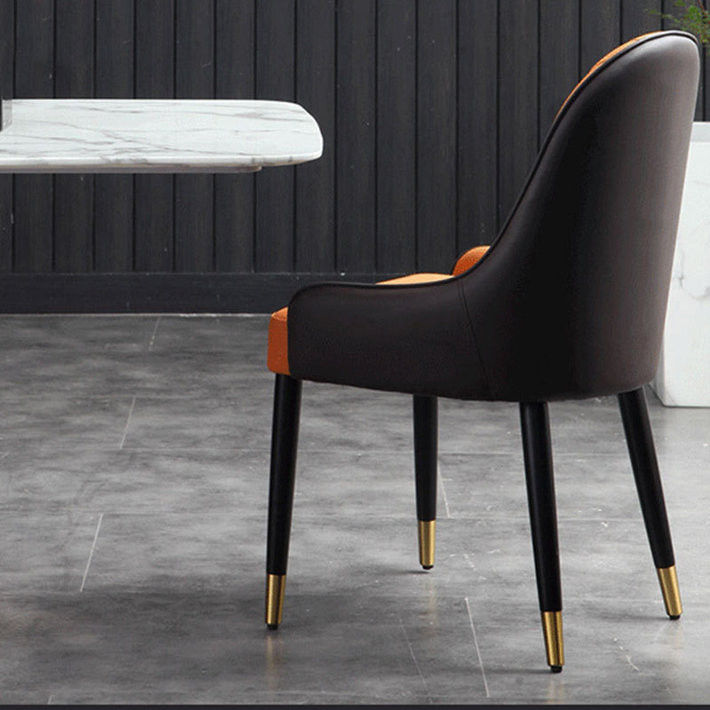 Glam Parsons Side Chair PU Leather Indoor Dining Chair for Living Room