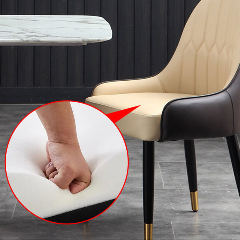 Glam Parsons Side Chair PU Leather Indoor Dining Chair for Living Room