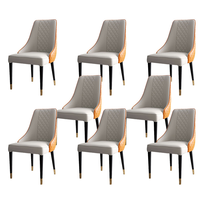 Glam Style Parsons Side Chair Leather Indoor Dining Chair with Wooden Base