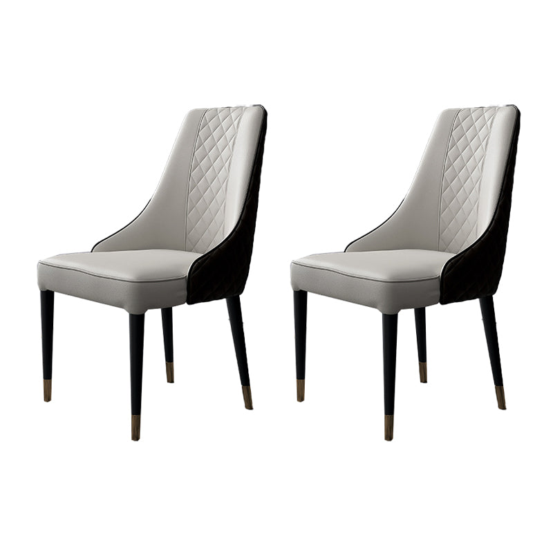 Glam Style Parsons Side Chair Leather Indoor Dining Chair with Wooden Base