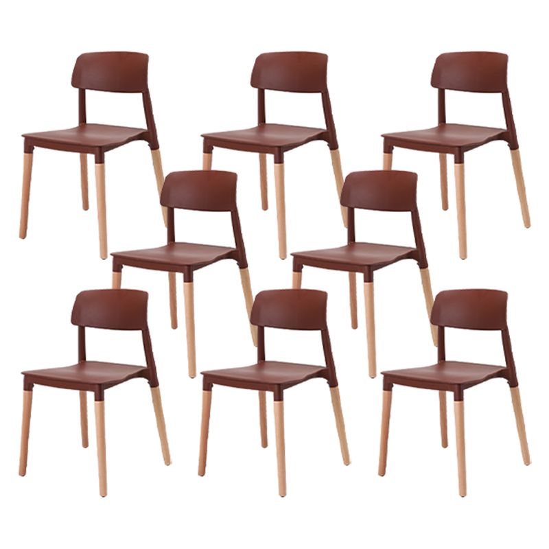 Dining Room Armless Chairs Open Back Solid Wood Legs Chair for Kitchen