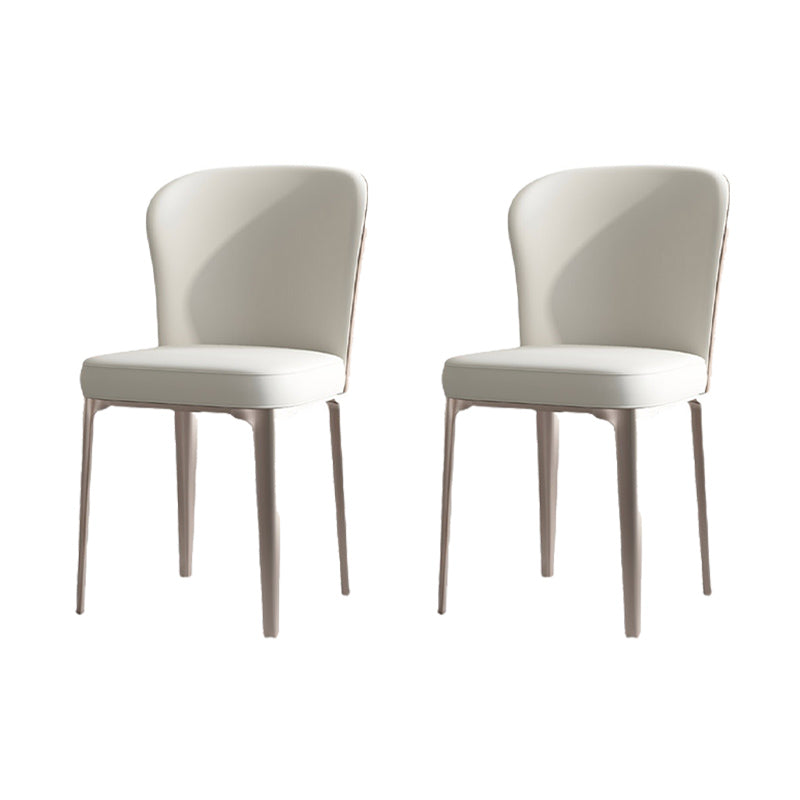 Glam Parsons Side Chair Leather Indoor Dining Chair with Metal Base