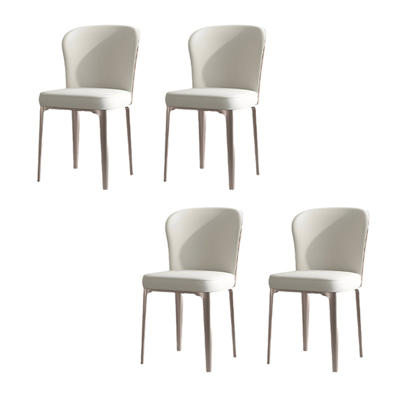 Glam Parsons Side Chair Leather Indoor Dining Chair with Metal Base