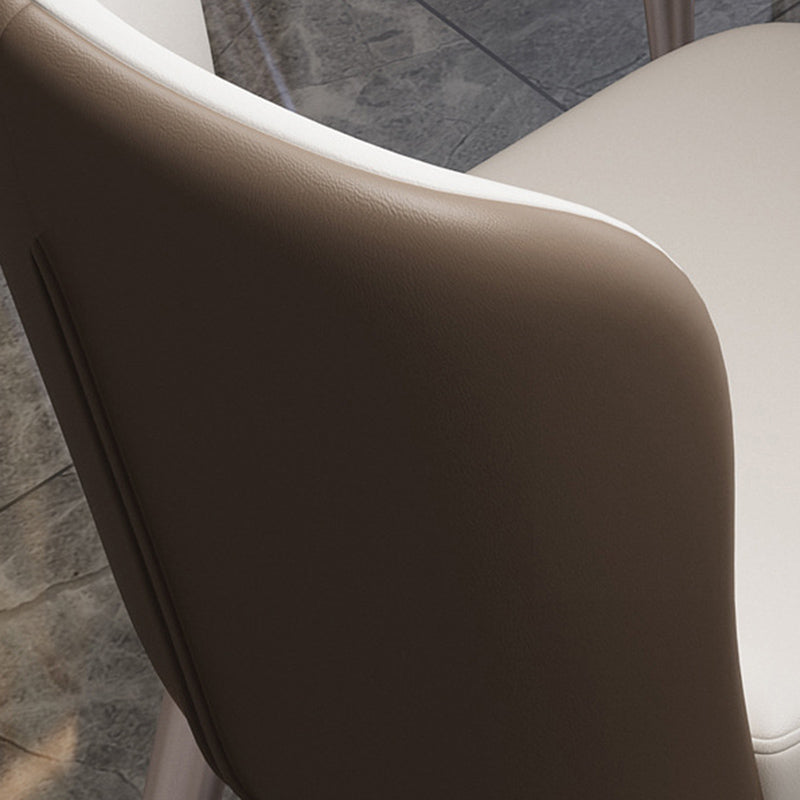 Glam Parsons Side Chair Leather Indoor Dining Chair with Metal Base