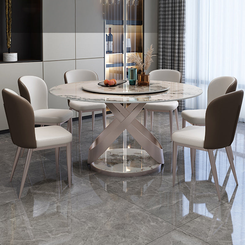 Glam Parsons Side Chair Leather Indoor Dining Chair with Metal Base